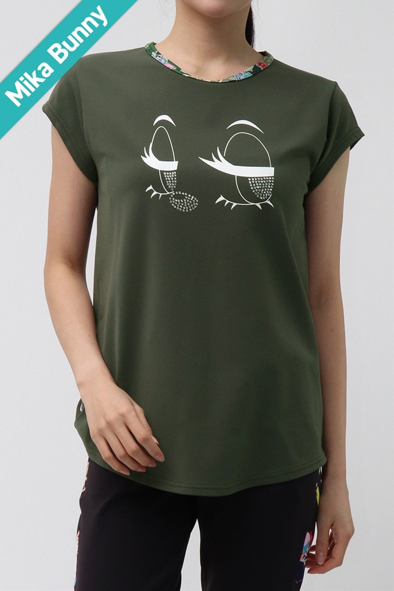 【sold out】ミカノミカランセウェア トップス ミニTコンパクトTシャツ② フィットネスウェア | バックデザインエアリーTシャツ(ラインストーン