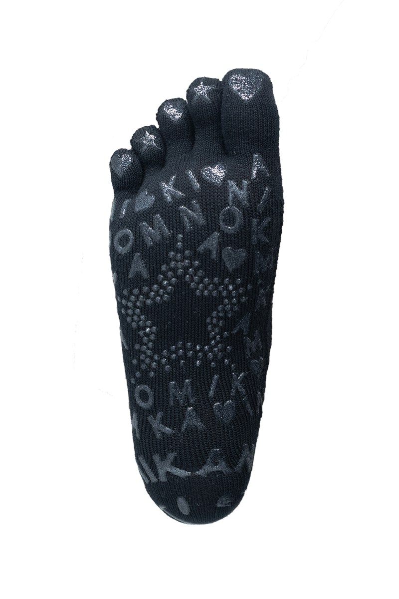 滑り止め付5本指ショートソックス＊ブラック/ピンクマルチ 【23-25】 [Vol.71 00636-232-2786] 定価\2,145（税込）継続商品