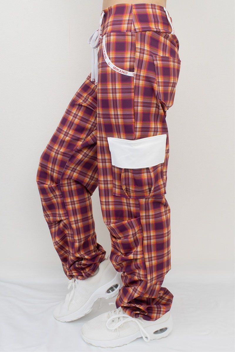 フィットネスウェア | カーゴロングパンツ＊タータンピンク 【S