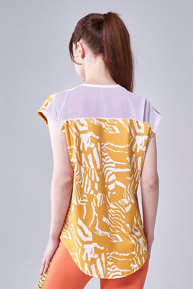 バックメッシュ切替エアリーTシャツ（ラインストーン付）＊ゼブラオレンジ 【フリー】 [Vol.70 70730-237-5515] 定価\9,900（税込）