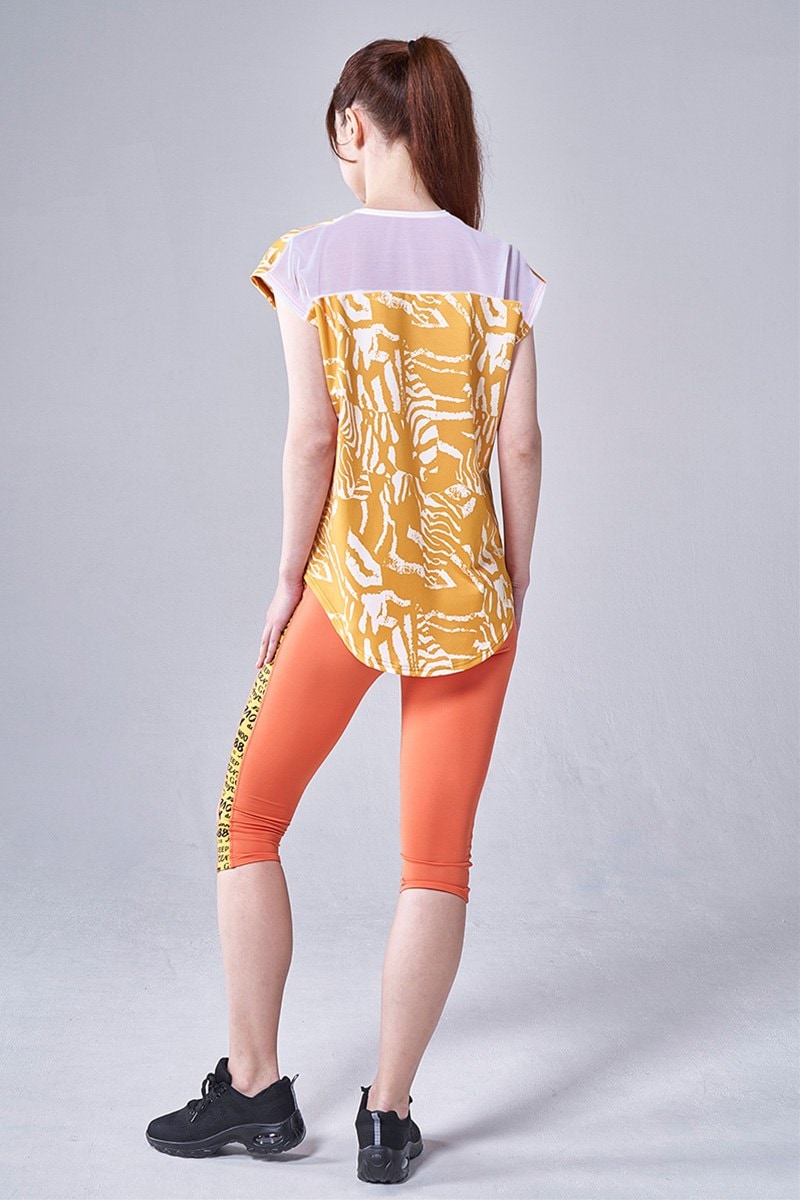 バックメッシュ切替エアリーTシャツ（ラインストーン付）＊ゼブラオレンジ 【フリー】 [Vol.70 70730-237-5515] 定価\9,900（税込）