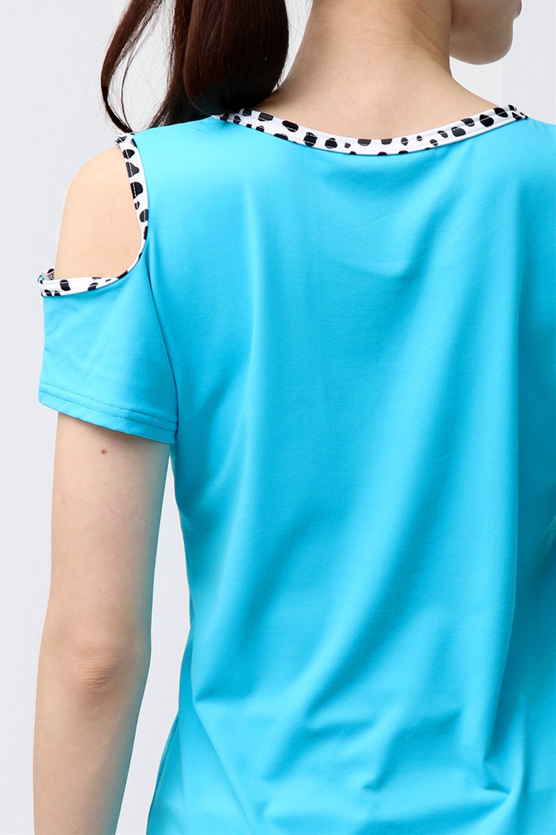 肩開きエアリーTシャツ＊ライトターコイズ 【フリー】 [Vol.72 72709-611-0734] 定価￥8,800（税込）