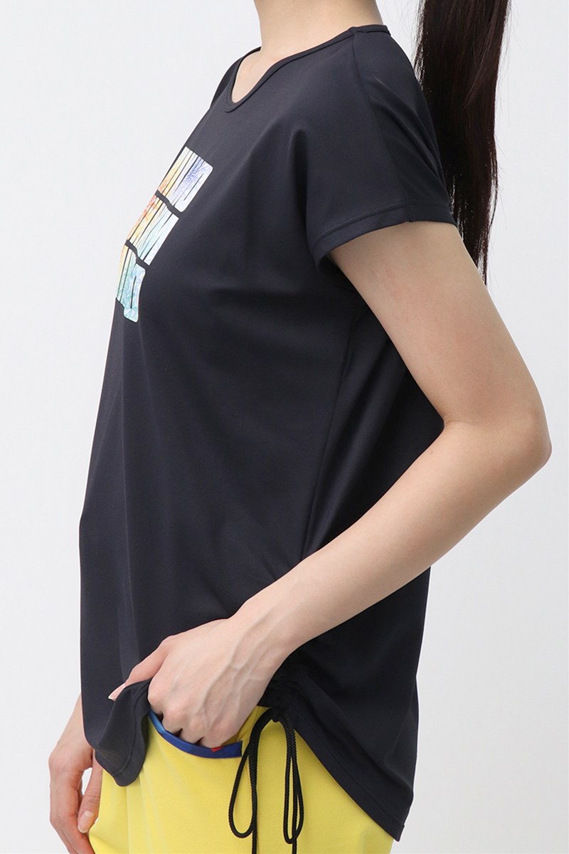 フィットネスウェア | サイドギャザーエアリーTシャツ＊ブラック