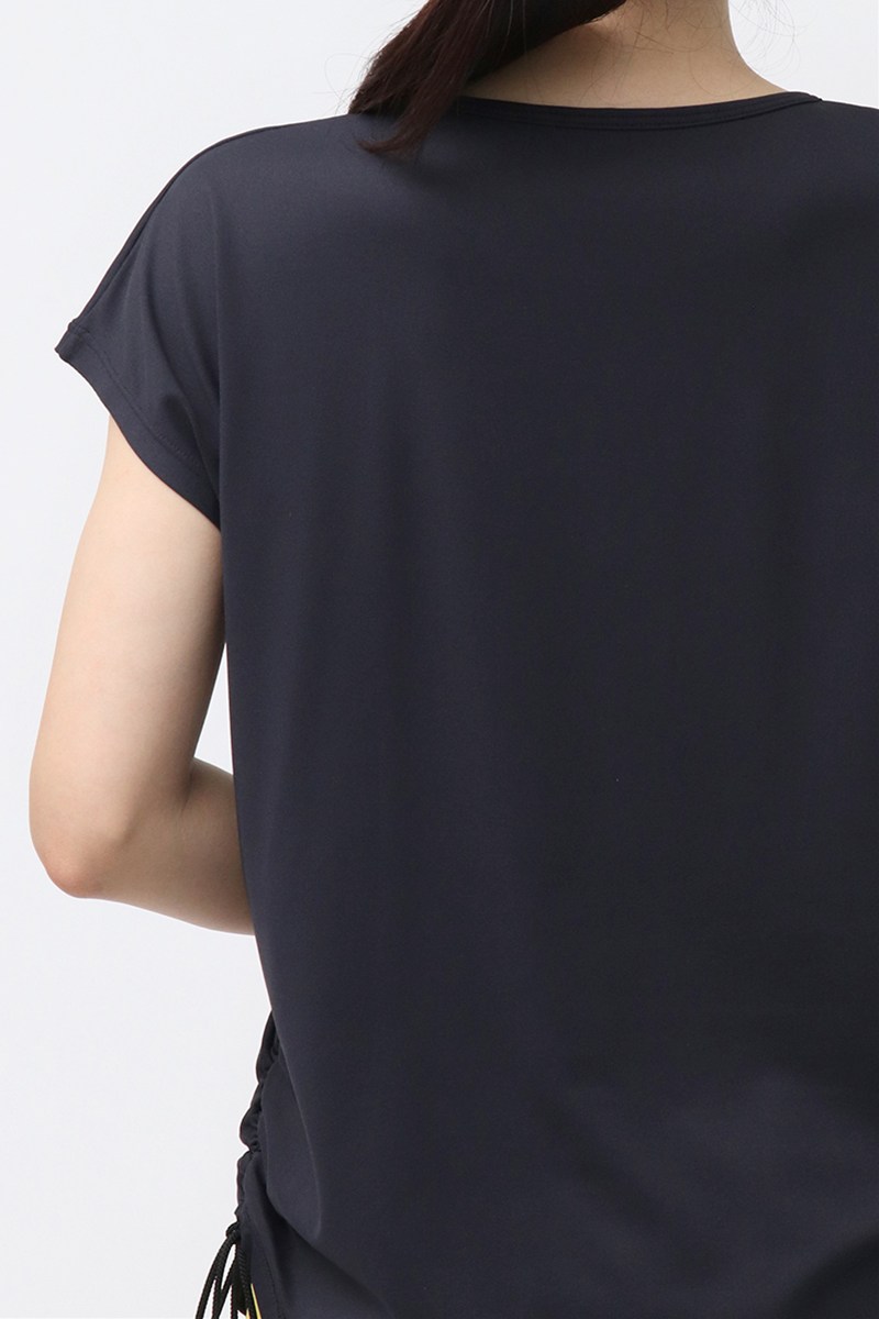 フィットネスウェア | サイドギャザーエアリーTシャツ＊ブラック