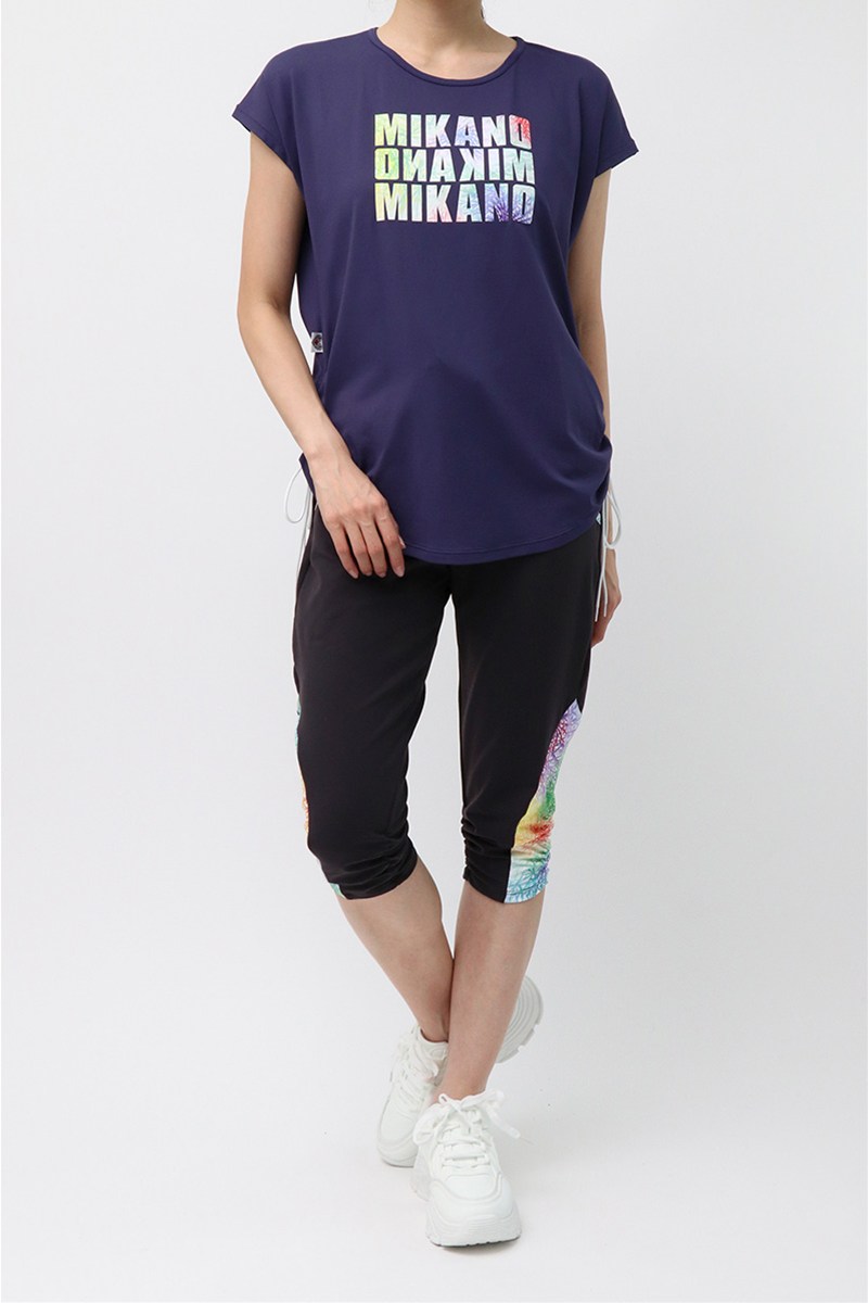 フィットネスウェア | サイドギャザーエアリーTシャツ＊ネイビー