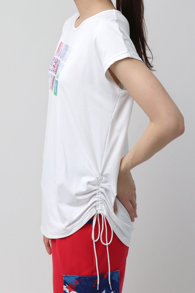 フィットネスウェア | サイドギャザーエアリーTシャツ＊ホワイト