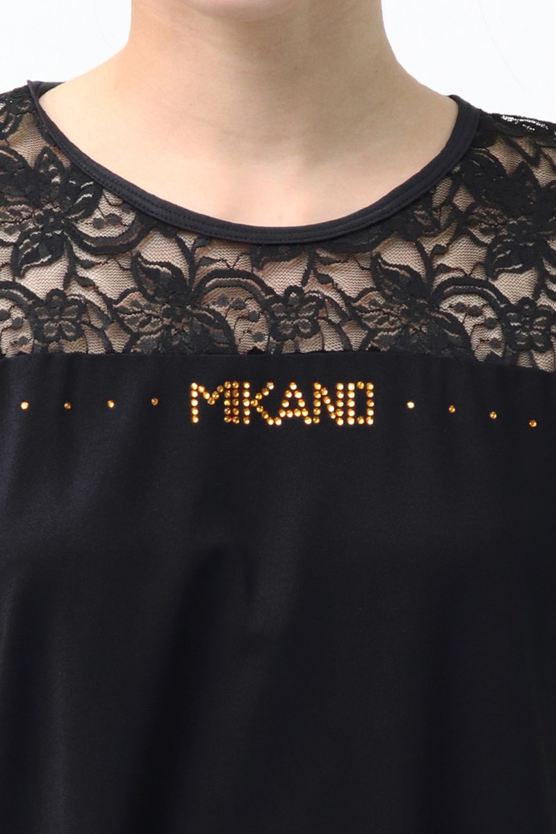 フィットネスウェア | レース切替エアリーTシャツ(ラインストーン付