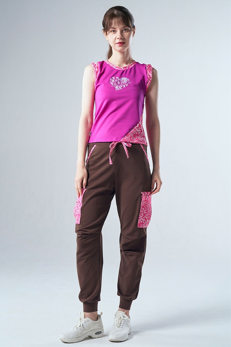 フィットネスウェア | 袖口ツイストデザインセミフィットタンクトップ