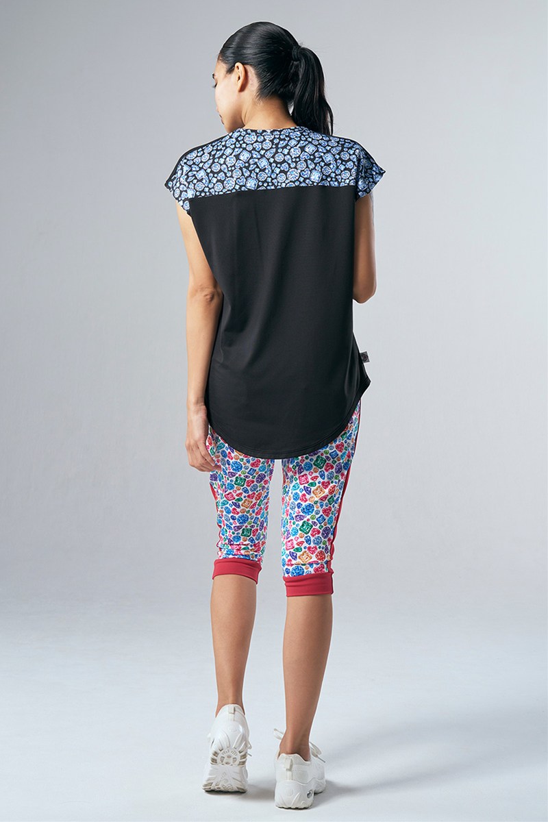 肩切替エアリーTシャツ(クリスタルラインストーン付)＊ブラック 【フリー】 [EXCLUSIVE 71719-237-9810] 定価\10,450（税込）