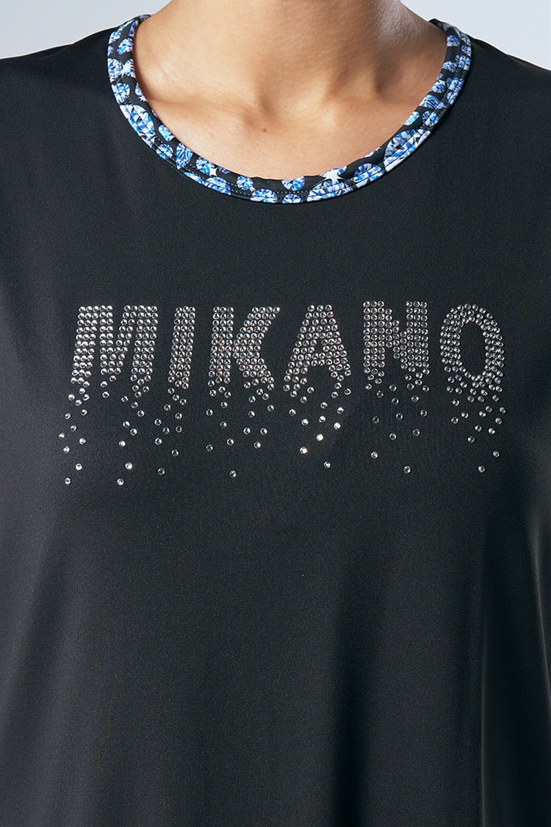 肩切替エアリーTシャツ(クリスタルラインストーン付)＊ブラック 【フリー】 [EXCLUSIVE 71719-237-9810] 定価\10,450（税込）