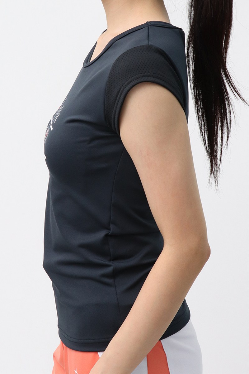 肩メッシュ切替コンパクトTシャツ＊ブラック 【フリー】 [Vol.72 72702-611-0970] 定価￥8,800（税込）