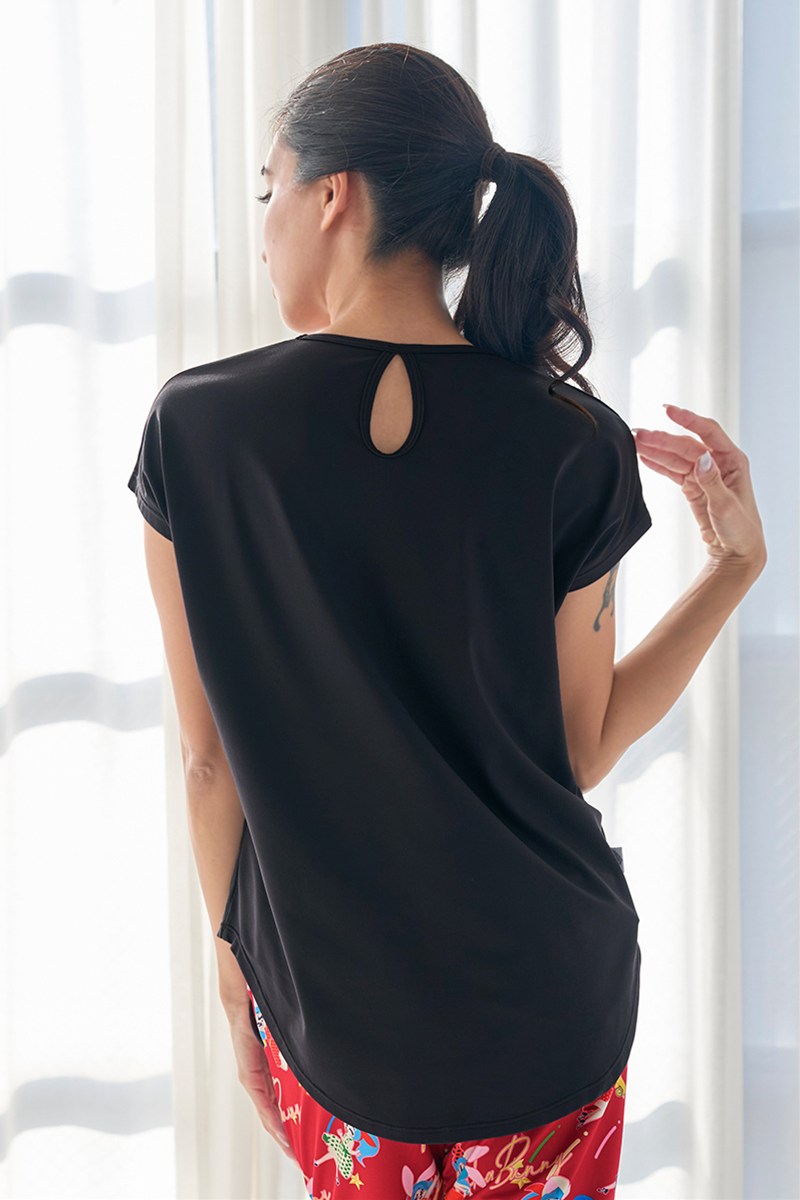 バックデザインエアリーTシャツ＊ブラック 【フリー】 [Vol.72 72718-611-1090] 定価￥9,680（税込）