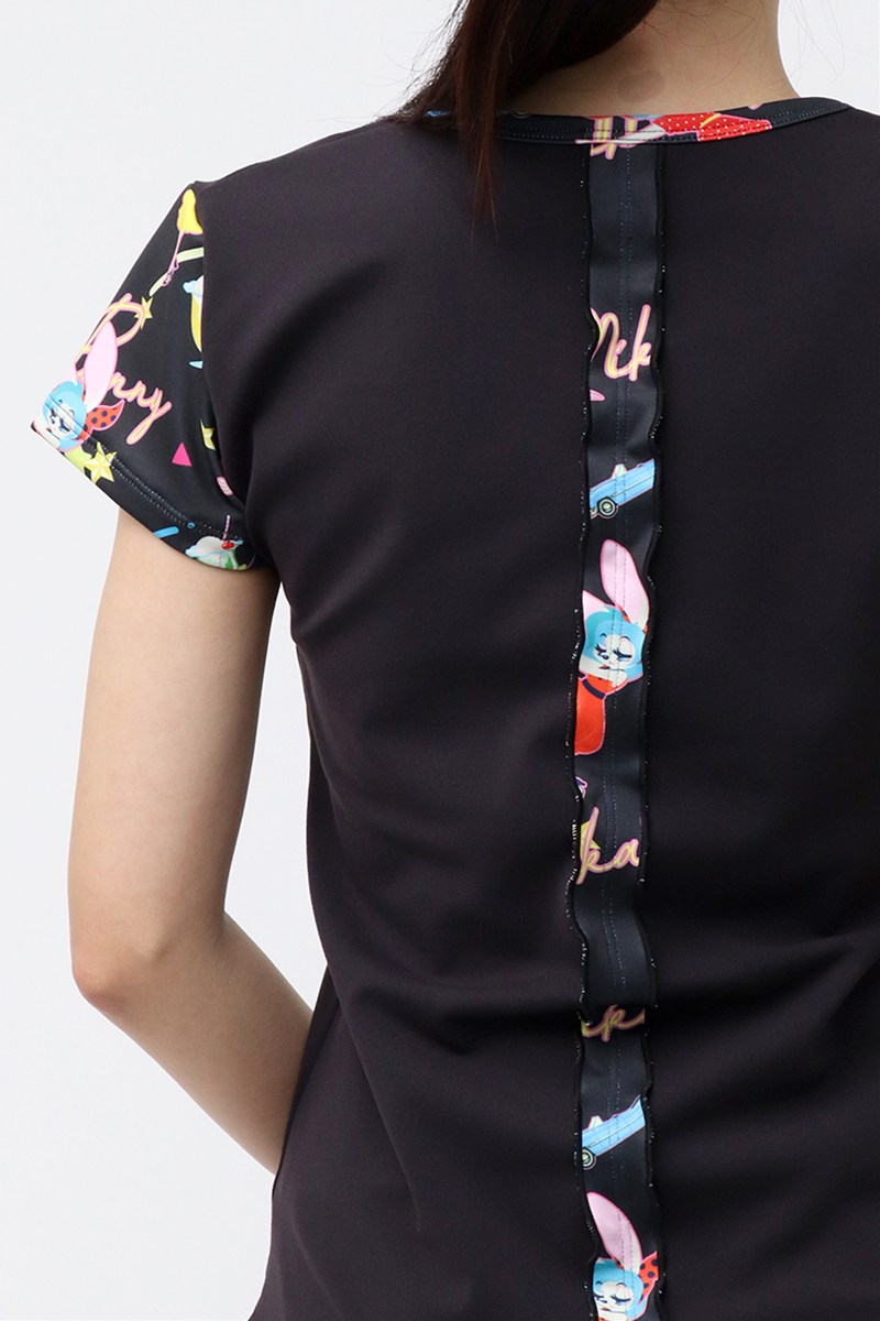 バックフリルベーシックTシャツ＊ブラック/ロカバニーブラック 【フリー】 [Vol.72 72705-611-1144] 定価￥9,680（税込）