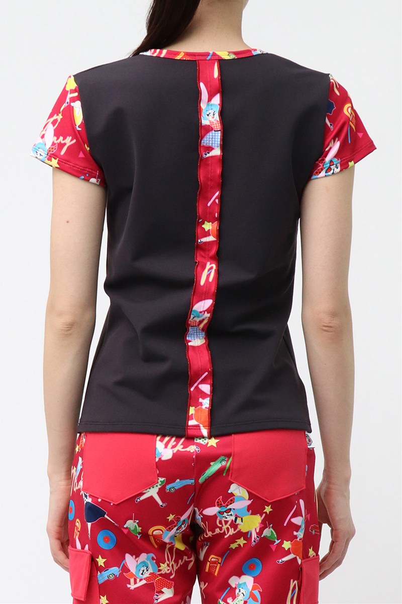 バックフリルベーシックTシャツ＊ブラック/ロカバニーレッド 【フリー】 [Vol.72 72705-611-1151] 定価￥9,680（税込）