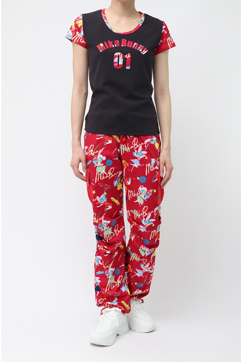 バックフリルベーシックTシャツ＊ブラック/ロカバニーレッド 【フリー】 [Vol.72 72705-611-1151] 定価￥9,680（税込）