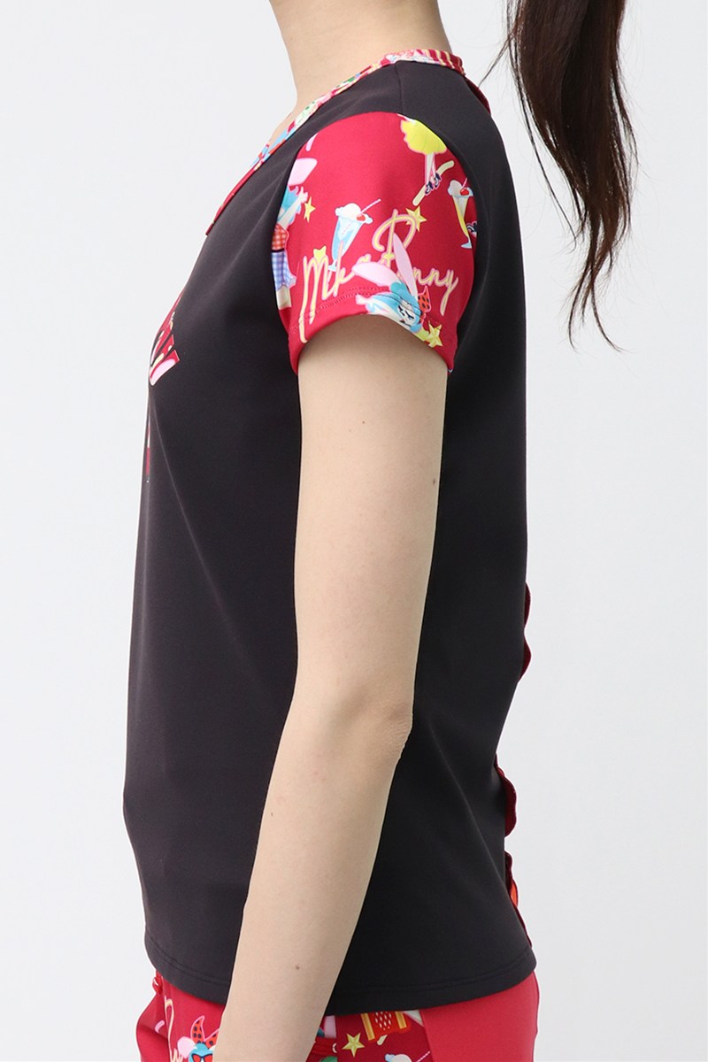 バックフリルベーシックTシャツ＊ブラック/ロカバニーレッド 【フリー】 [Vol.72 72705-611-1151] 定価￥9,680（税込）