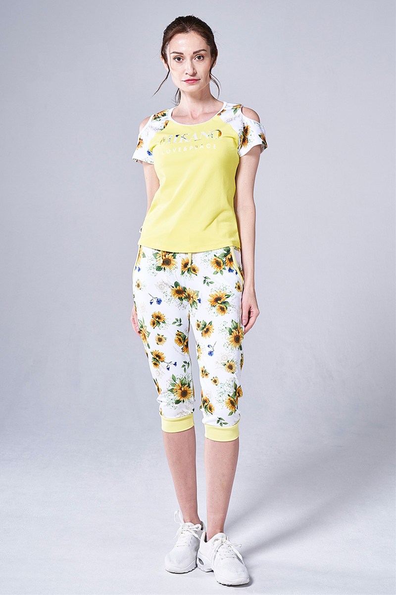 フィットネスウェア | 肩開きエアリーTシャツ＊レモン 【フリー