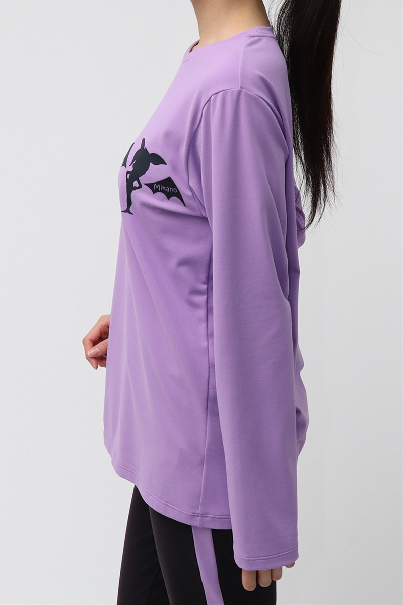 ダークパープル スリーブ 未使用 フィットネスウェア | ロングスリーブユニセックスTシャツ(スタッズ付