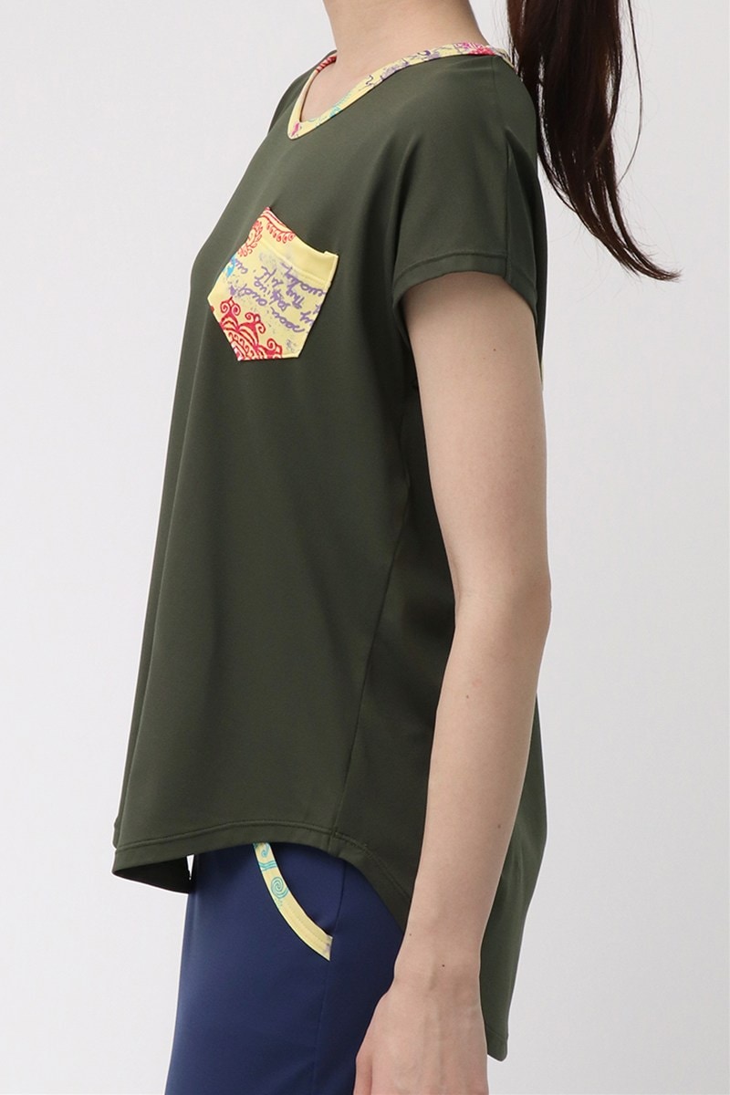 フィットネスウェア | エアリーTシャツ＊アーミーグリーン 【フリー