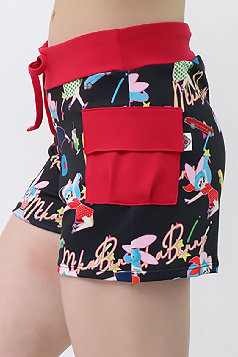 パンダーニ　カラフルショートパンツ　うさぎ辛い フィットネスウェア | ショートパンツ＊ロカバニーブラック 【フリー