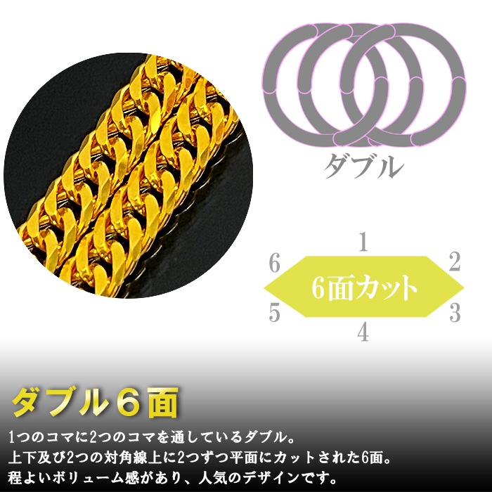 喜平 ネックレス 24金 純金 ダブル 6面 55cm 11g 幅2.4mm 造幣局検定