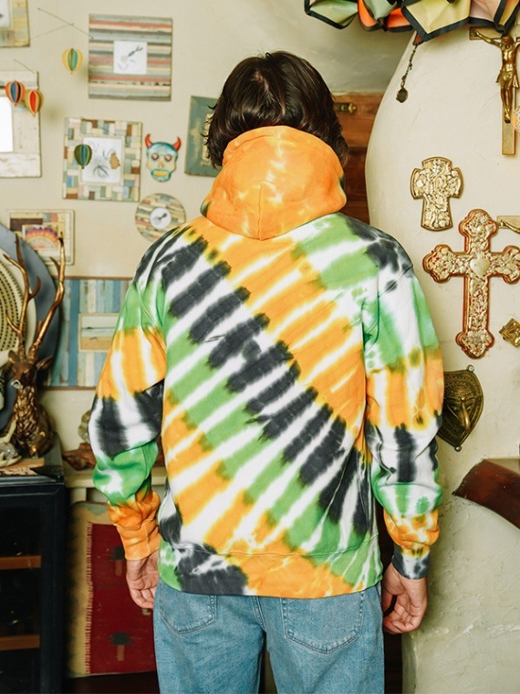Tie-Dye Hoodie Stripe GREEN✖️ORANGE