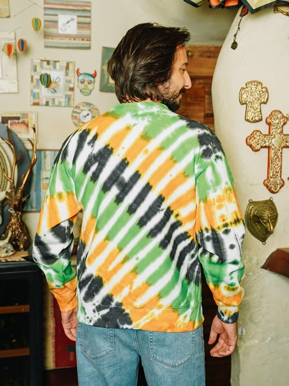 Tie-Dye Crew NecK クルーネックスウェット Stripe GREEN✖️ORANGE