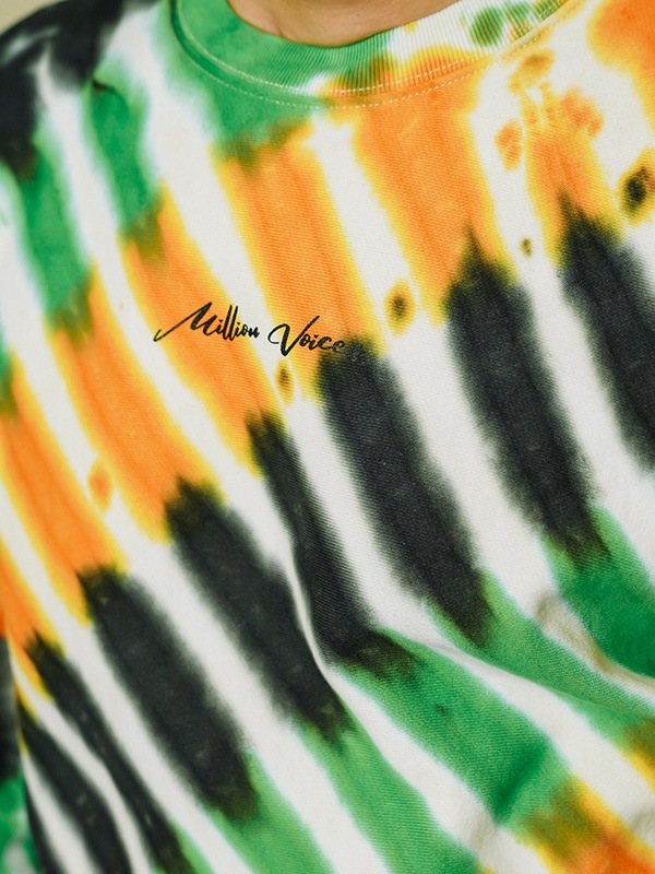 Tie-Dye Crew NecK クルーネックスウェット Stripe GREEN✖️ORANGE