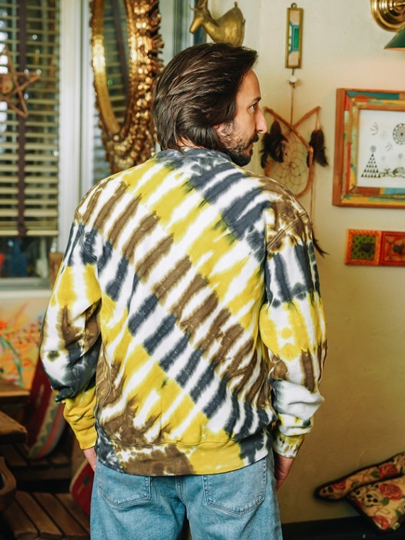 Tie-Dye Crew NecK クルーネックスウェット Stripe BROWN✖️YELLOW