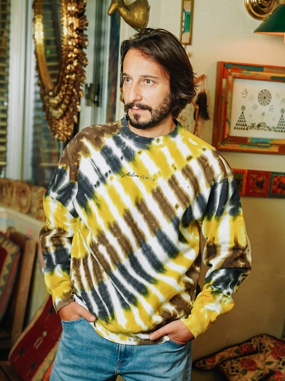 Tie-Dye Crew NecK クルーネックスウェット Stripe BROWN✖️YELLOW