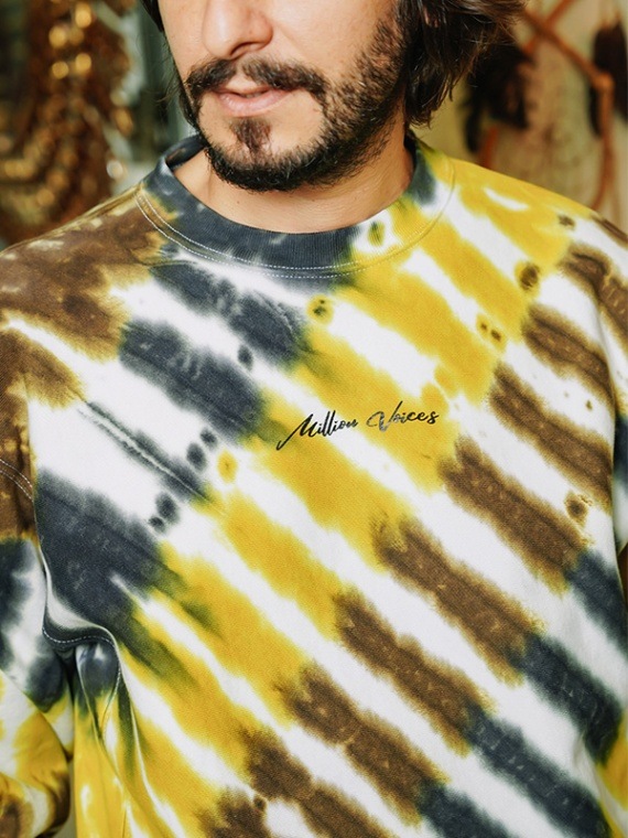 Tie-Dye Crew NecK クルーネックスウェット Stripe BROWN✖️YELLOW