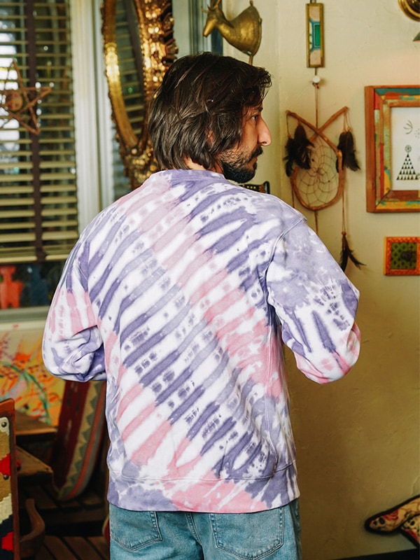 Tie-Dye Crew NecK クルーネックスウェット Stripe PURPLE✖️PINK