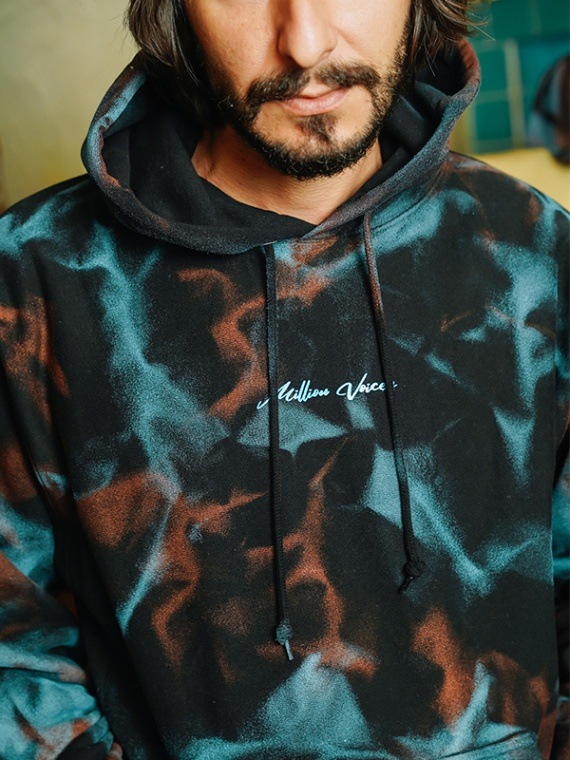 Over Size Black Hoodie Aurora Blue✖️Copper