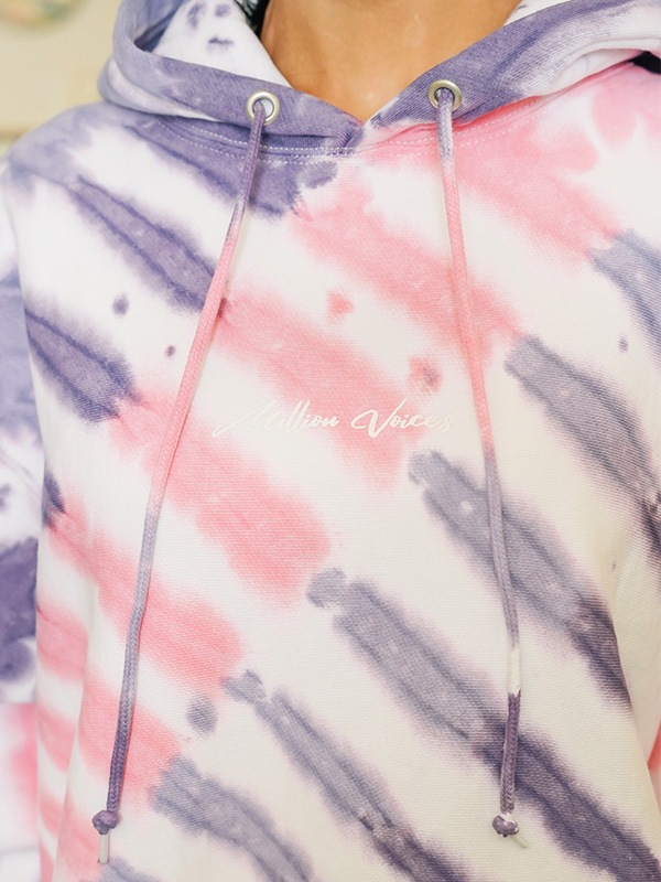 Women Tie-Dye Hoodie Stripe PURPLE✖️PINK