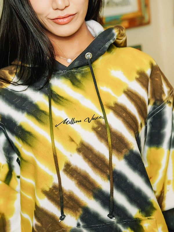 Women Tie-Dye Hoodie Stripe BROWN✖️YELLOW