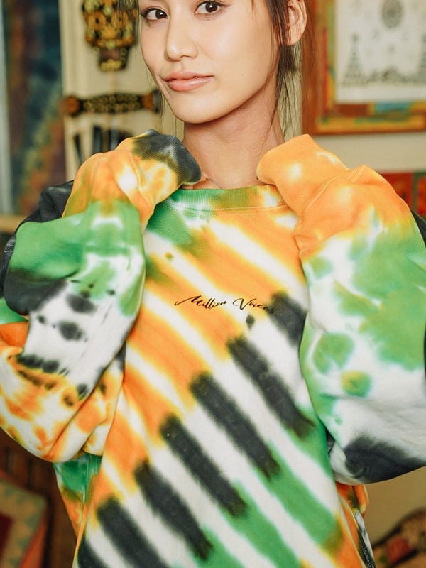 Women Tie-Dye Hoodie Stripe GREEN✖️ORANGE
