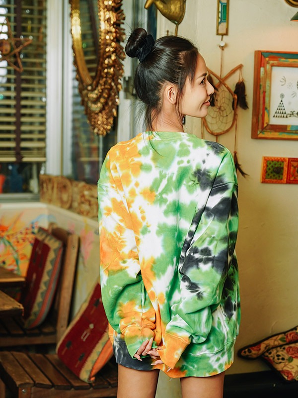 Women Tie-dye Crew NecK クルーネックスウェット『BUDS』