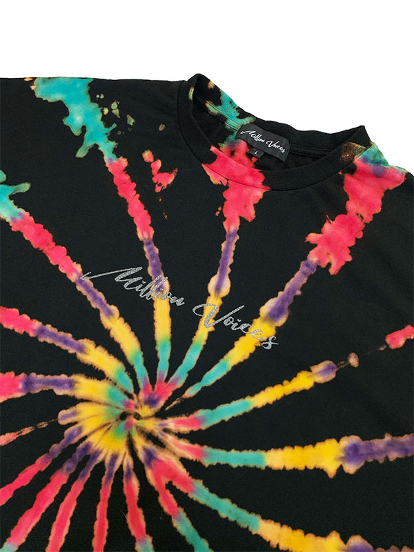 Tie-DyeラウンドネックオーバーサイズTシャツ BLACK