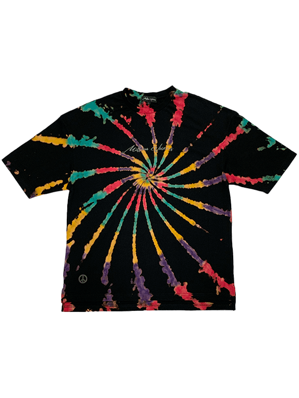 Tie-DyeラウンドネックオーバーサイズTシャツ BLACK