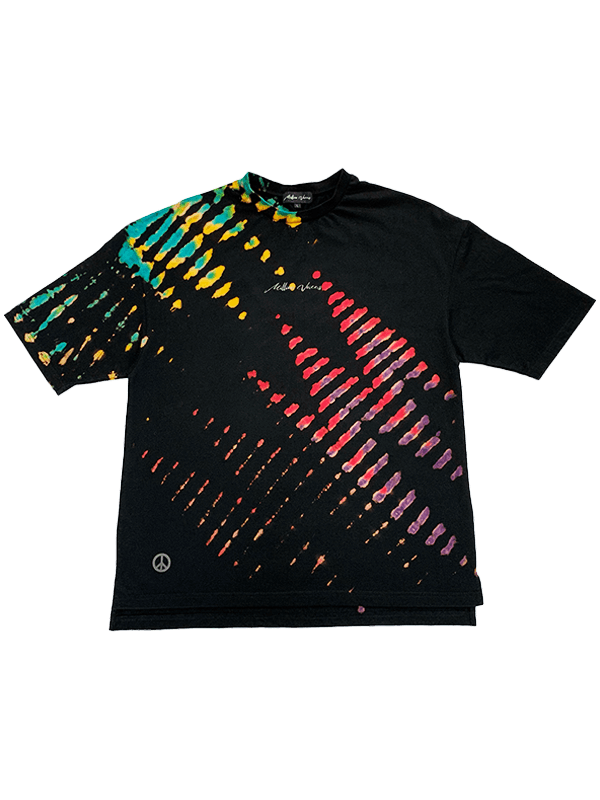 Tie-DyeラウンドネックオーバーサイズTシャツ BLACK