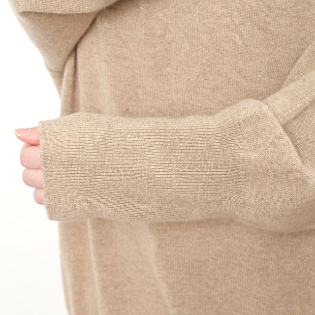 カシミヤ100％ロング丈オフタートル | レディースニット | フカキ