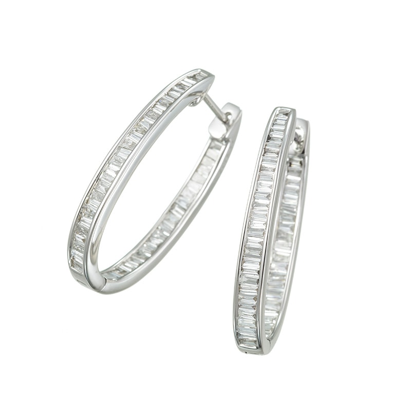 K18WG ダイヤモンド ラージフープピアス D 約1.00ct