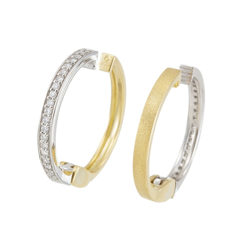 PT950/K18YG ダイヤモンド ラージサークル ピアリング D 約0.24ct