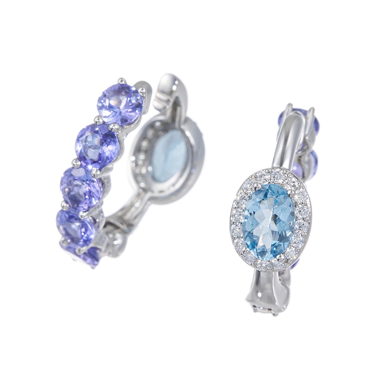 PT950 タンザナイト サンタマリアアフリカーナアクアマリン ダイヤ ピアリング TA 約1.50ct AQ 約0.60ct D 約0.16ct