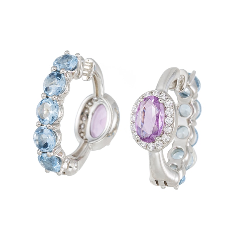 PT950 パープルサファイア サンタマリアアフリカーナアクアマリン ダイヤ ピアリング PPS 約0.60ct AQ 約1.30ctD 約0.16ct