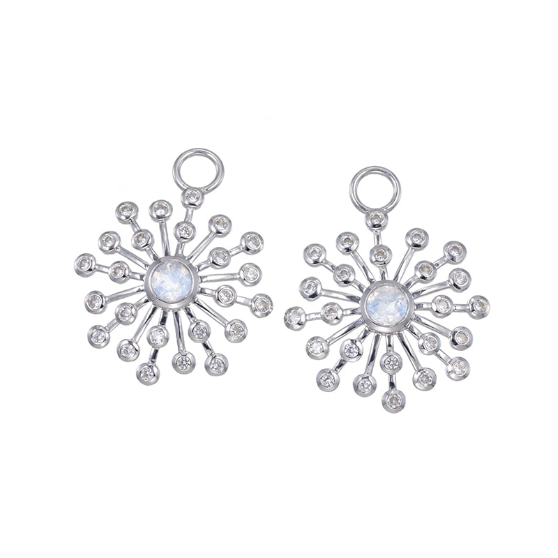 SV レインボームーンストーン 天然ホワイトジルコン チャーム