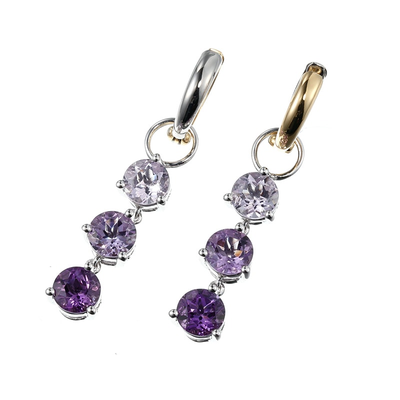 PT900/K18YG ピアリング パラジウムシルバー950 アメシスト 天然ホワイトジルコン チャーム セット AM 約4.30ct ZI 約0.30ct