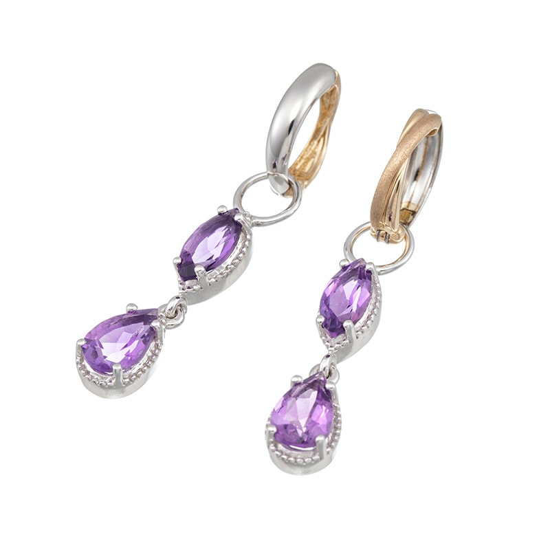 PT900/K18PG ピアリング & パラジウムシルバー950 アメシスト チャーム 2点セット AM 約2.40ct