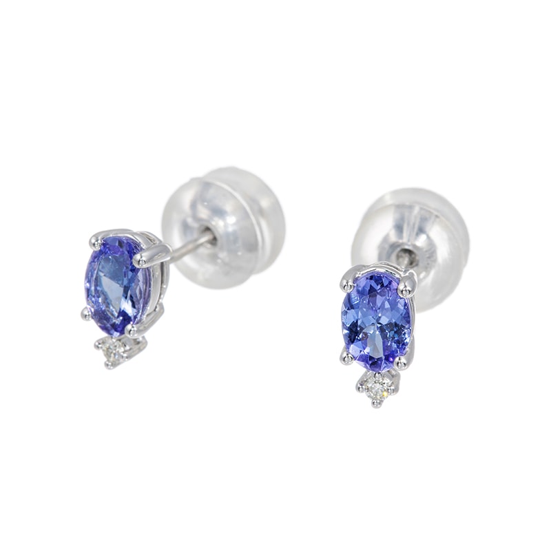 PT950 タンザナイト ダイヤ ピアス TA 約0.60ct D 約0.02ct