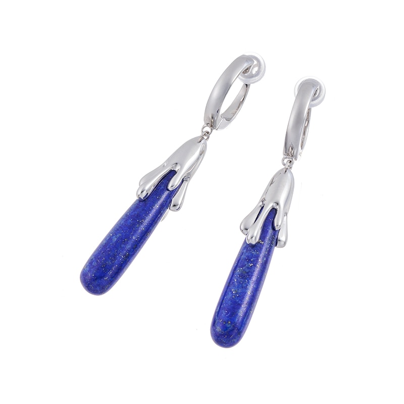 パラジウムシルバー950 ラピスラズリ フェザータッチイヤリング LA 約15.00ct
